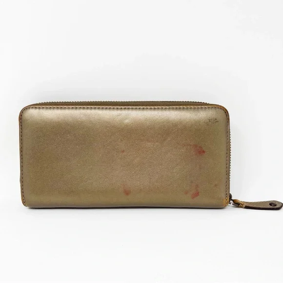 Coach Madison Accordion Zip Clutch Wallet Metallic Leather Card Organizer Large - Picture 2 of 14